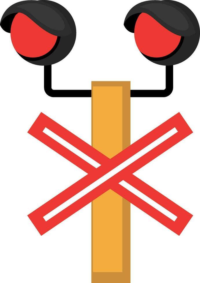 Train red light, illustration, vector on white background