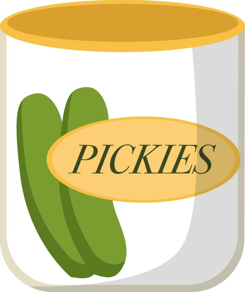 Pickles in can, illustration, vector on white background