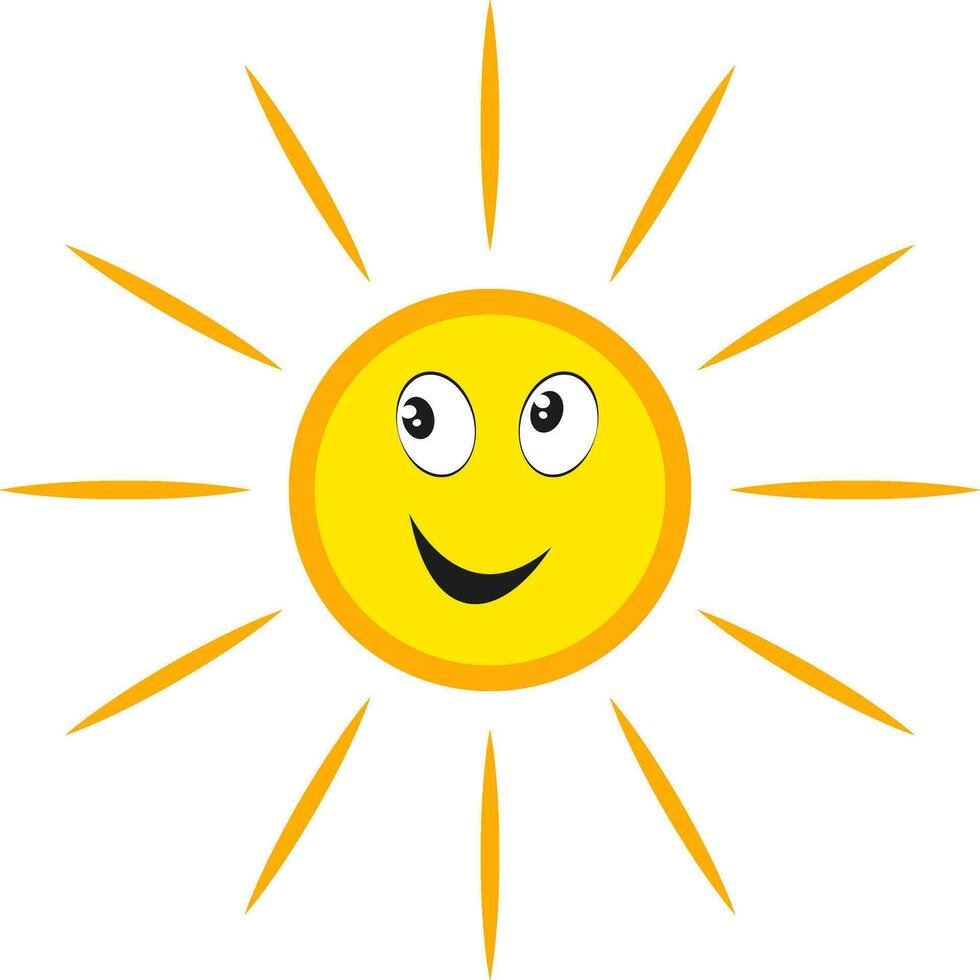 Happy sun, illustration, vector on white background