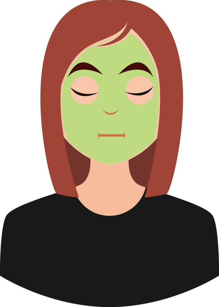 Girl with face mask, illustration, vector on white background