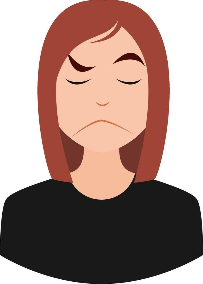 Angry woman, illustration, vector on white background