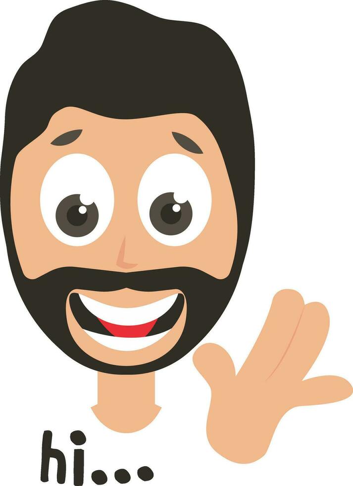 Man saying hi, illustration, vector on white background