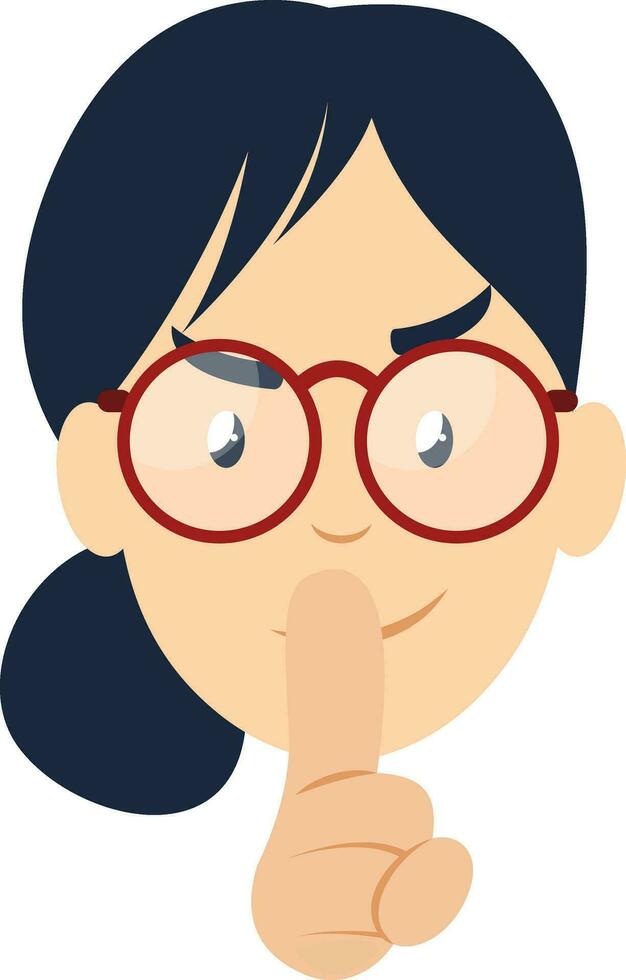 Girl with red glasses, illustration, vector on white background