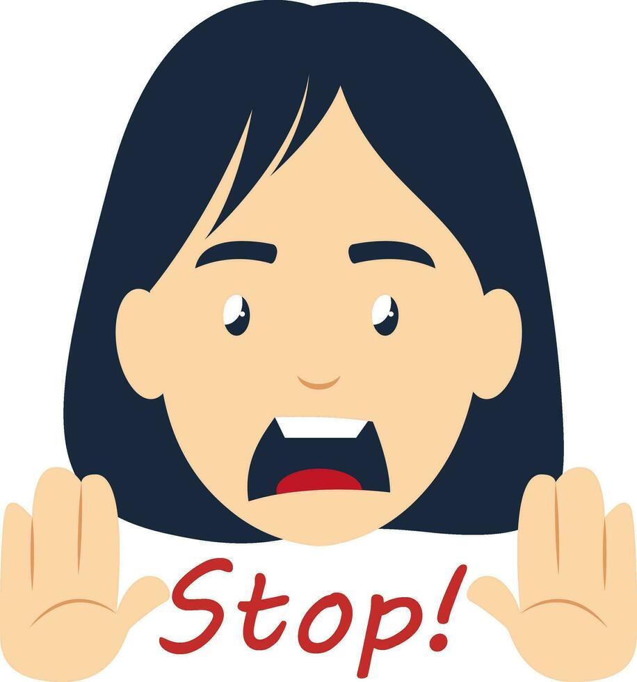 Girl saying stop, illustration, vector on white background