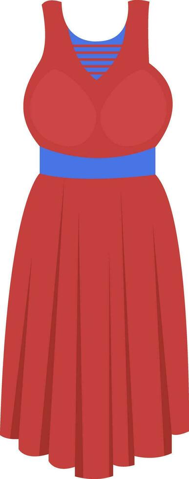 Red woman dress, illustration, vector on white background