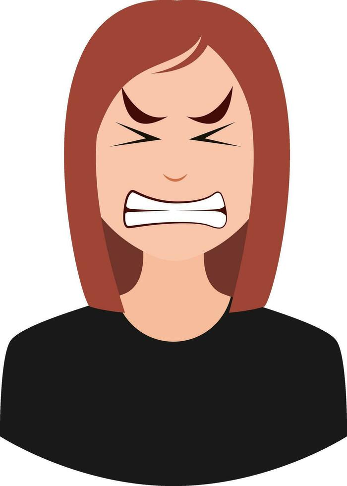Angry female, illustration, vector on white background