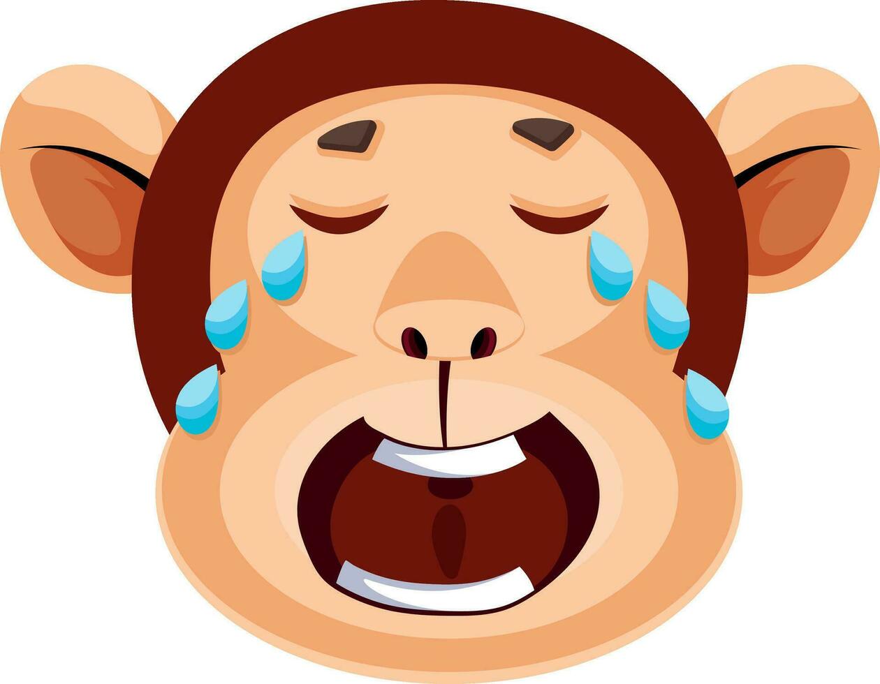 Monkey is crying, illustration, vector on white background.