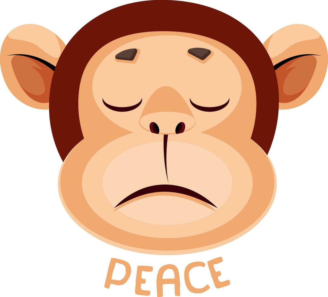 Monkey is feeling peaceful, illustration, vector on white background.