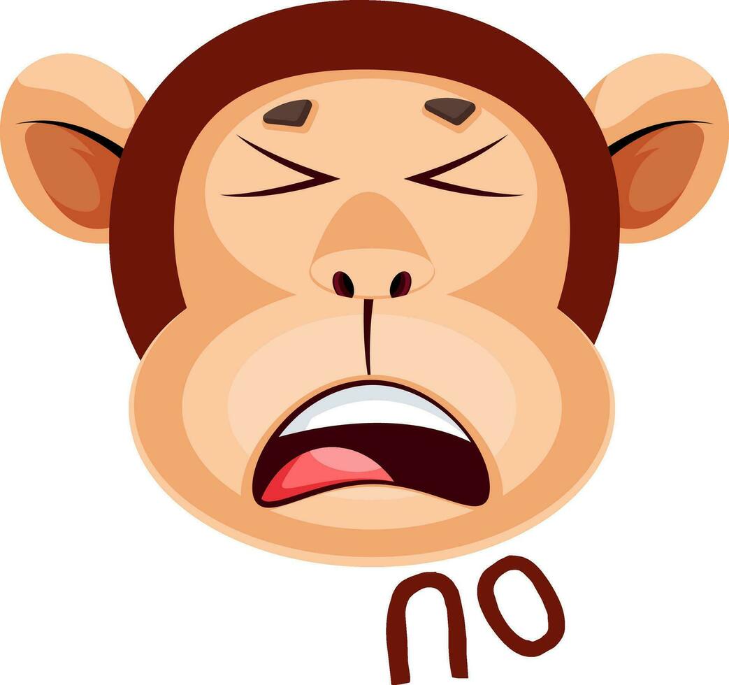 Monkey is saying no, illustration, vector on white background.