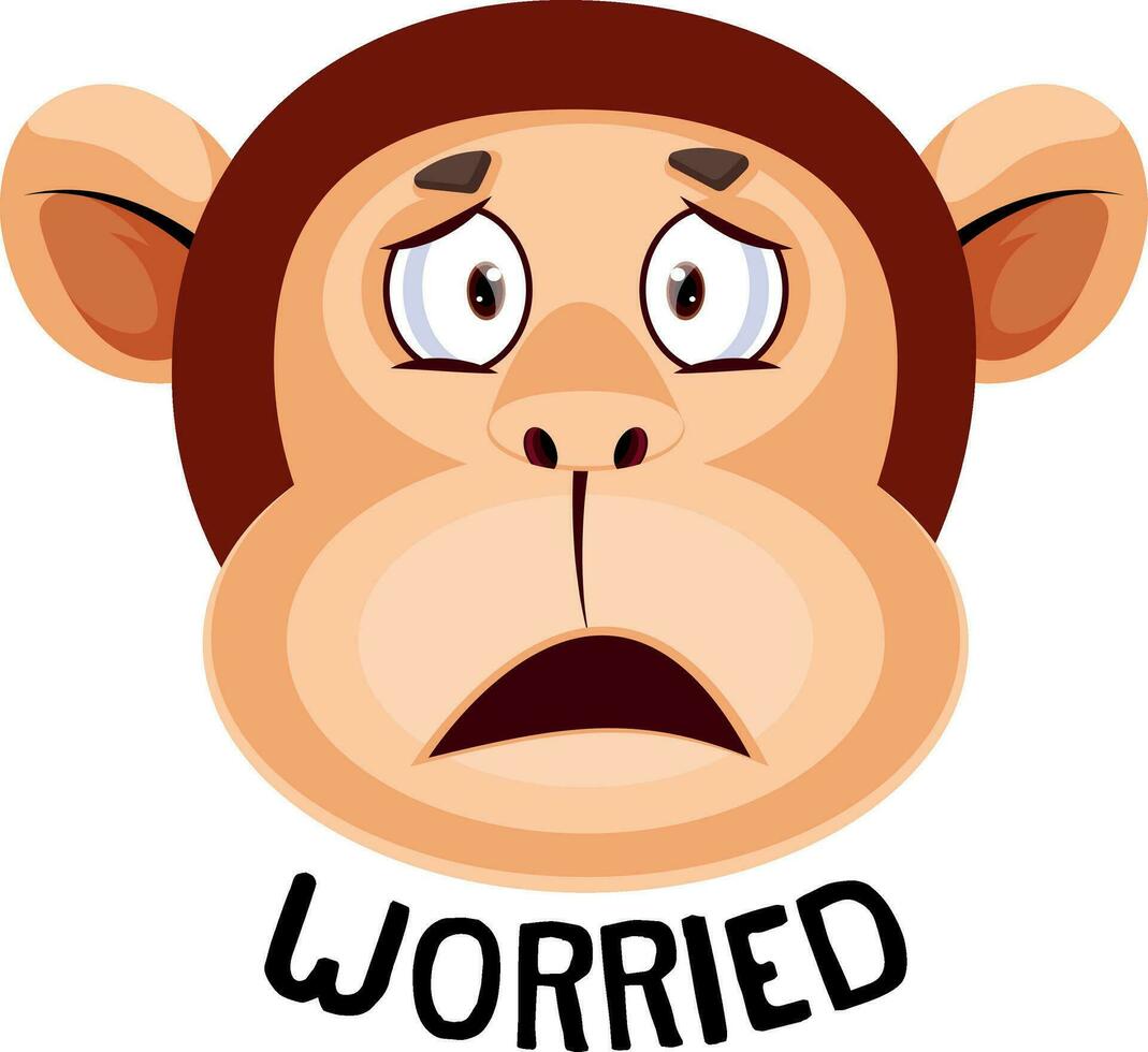 Monkey is feeling worried, illustration, vector on white background.