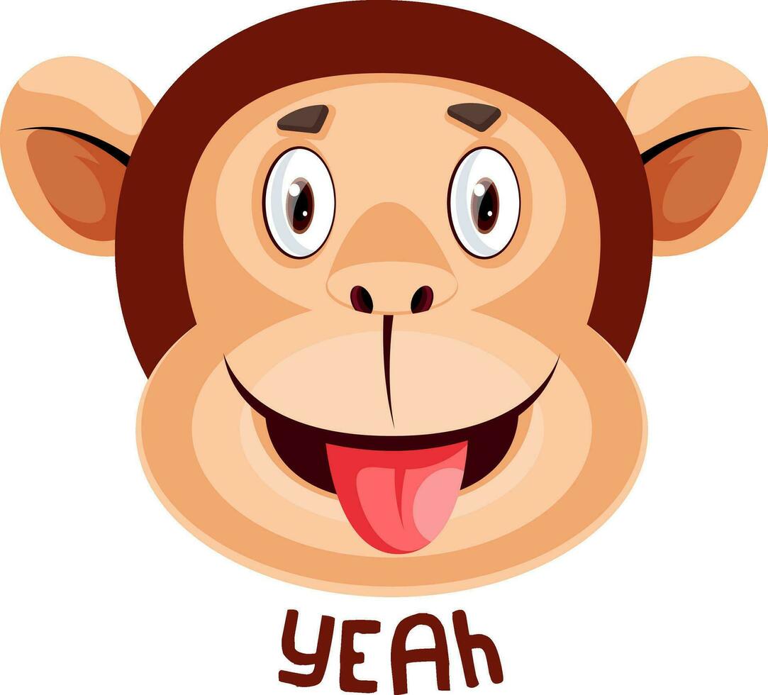 Monkey is saying yeah, illustration, vector on white background.