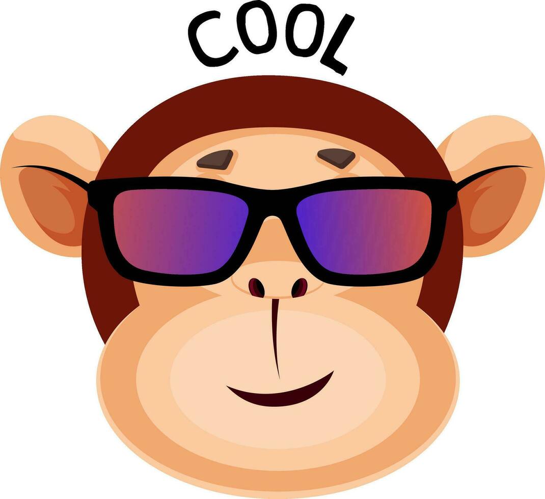 Monkey is feeling cool, illustration, vector on white background.