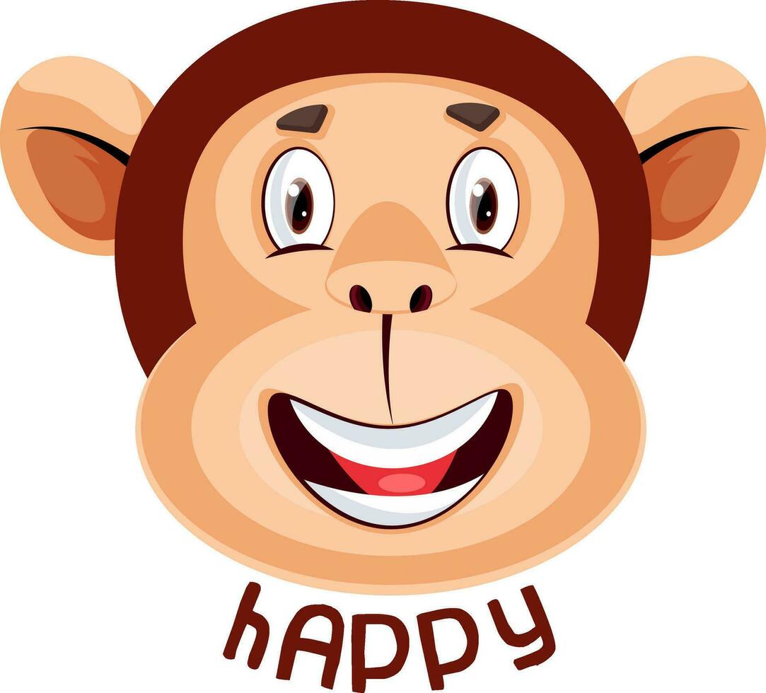 Monkey is feeling happy, illustration, vector on white background.