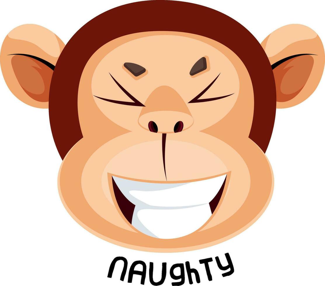 Monkey is feeling naughty, illustration, vector on white background.