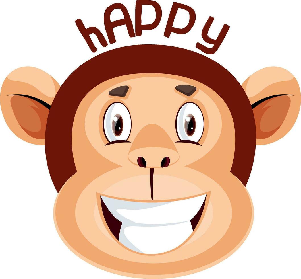 Monkey is feeling happy, illustration, vector on white background.