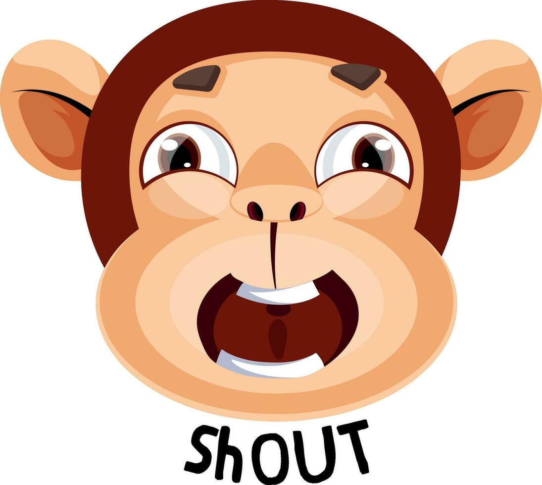 Monkey is yelling shout, illustration, vector on white background.
