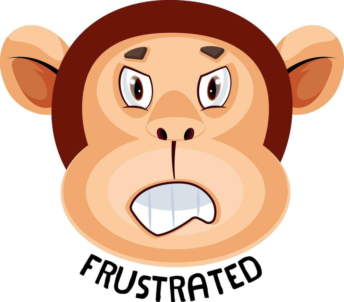 Monkey is feeling frustrated, illustration, vector on white background.