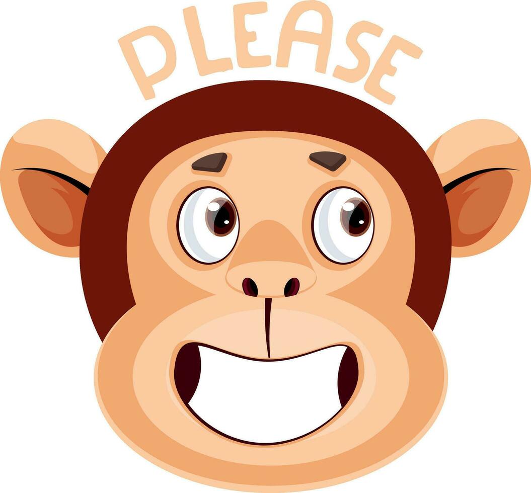 Monkey is saying please, illustration, vector on white background.