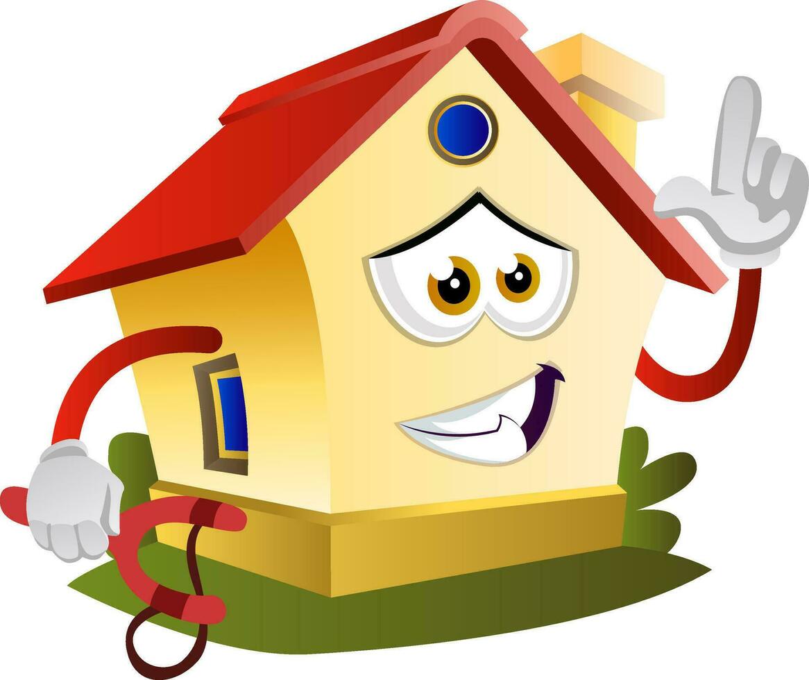 House is holding slingshot, illustration, vector on white background.