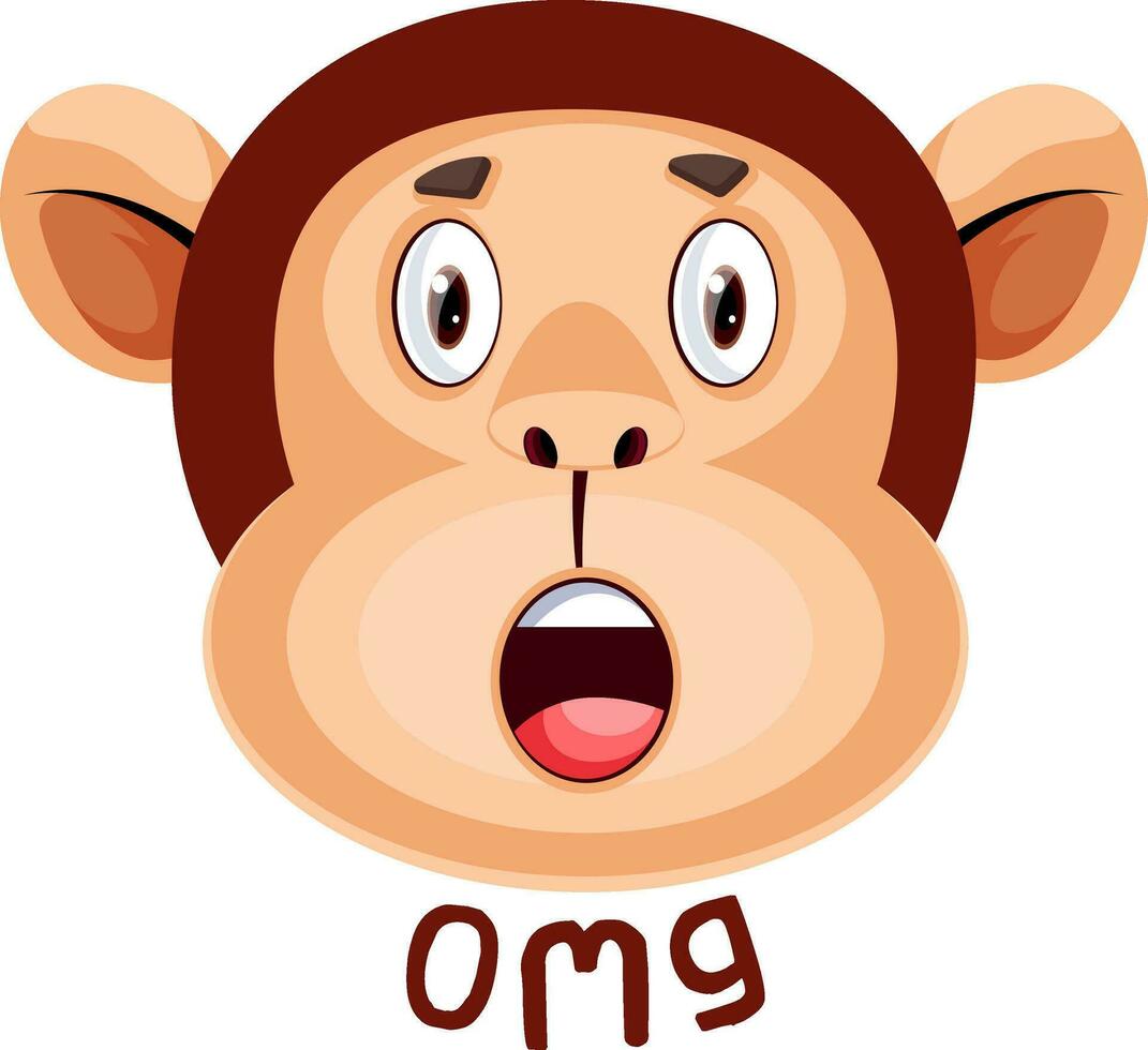 Monkey is having negative surprise, illustration, vector on white background.