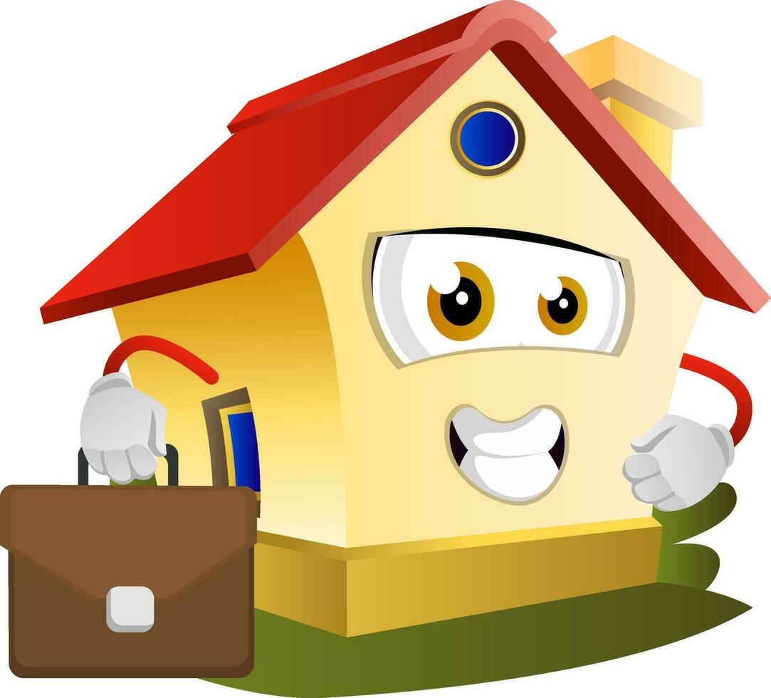 House is holding handbag, illustration, vector on white background.
