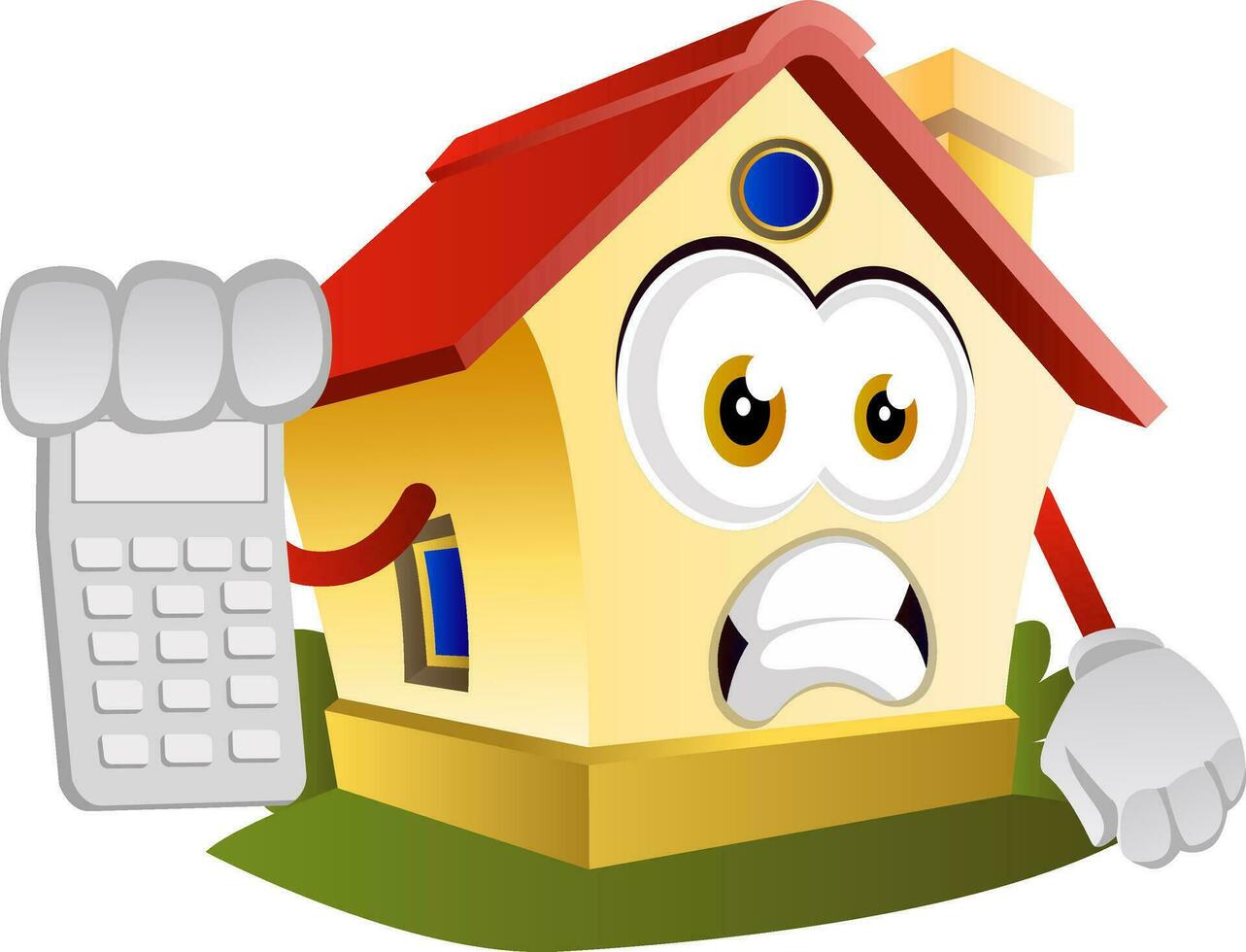 House is holding calculator, illustration, vector on white background.