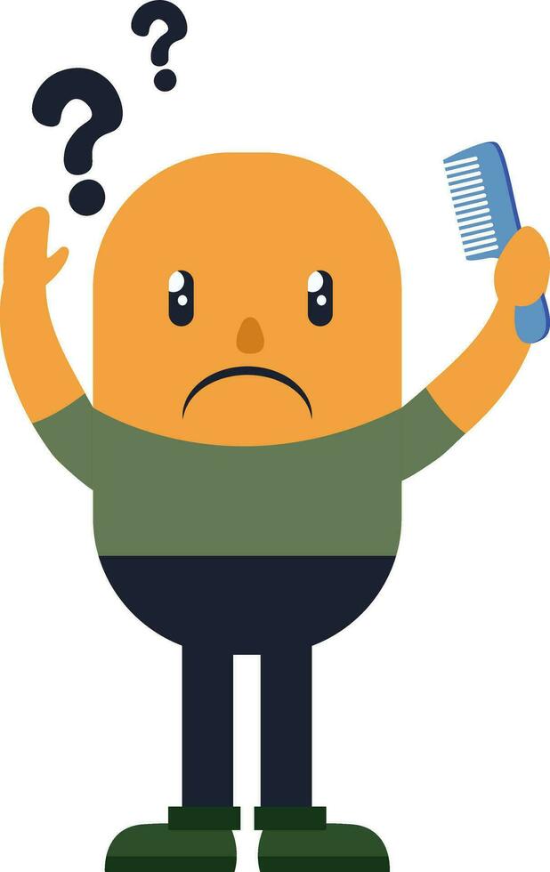 Bald man with haircomb, illustration, vector on white background.