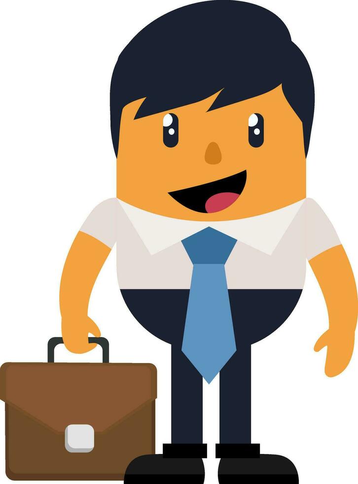 Man with briefcase, illustration, vector on white background.