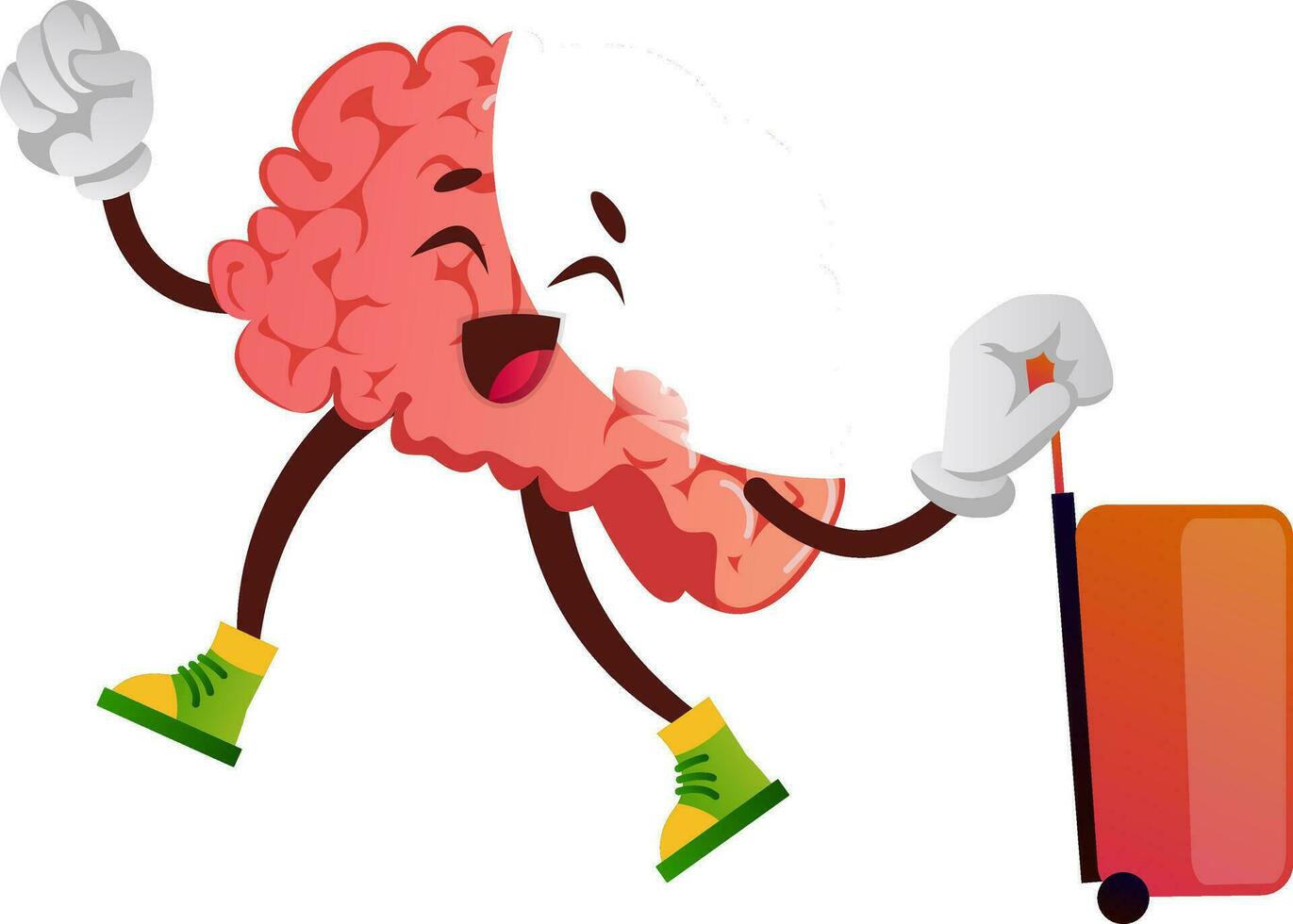 Brain is going on a trip, illustration, vector on white background.