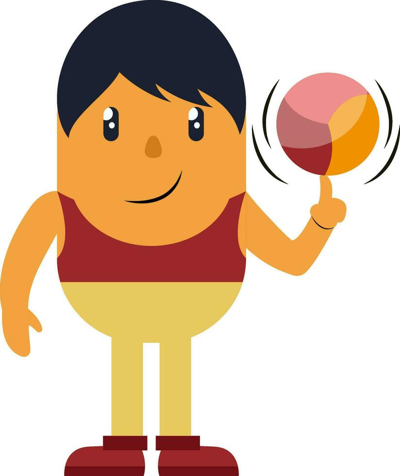 Man spinning a ball, illustration, vector on white background.