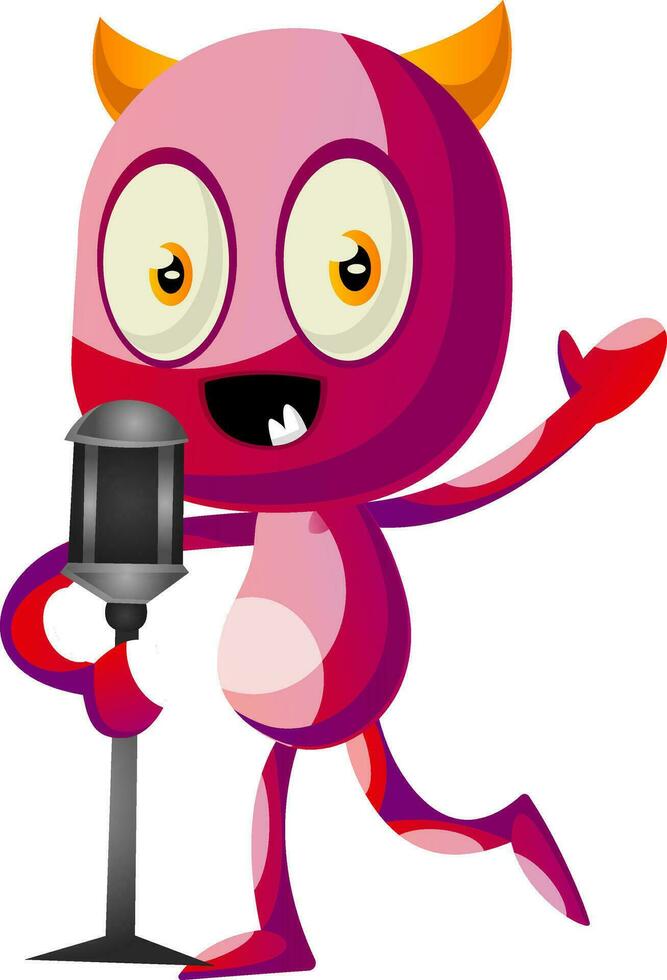 Devil speak on microphone, illustration, vector on white background.