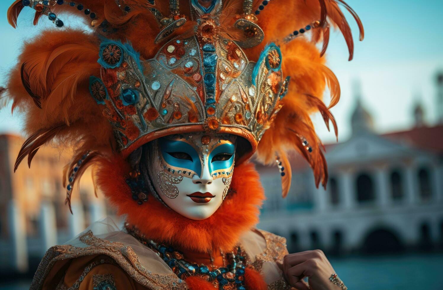 ai generado un artista vistiendo carnaval trajes foto