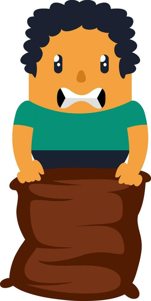 Man holding a bag, illustration, vector on white background.