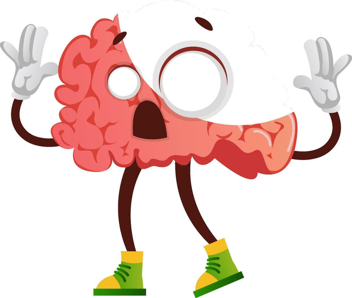 Brain is acting like a zombie, illustration, vector on white background.