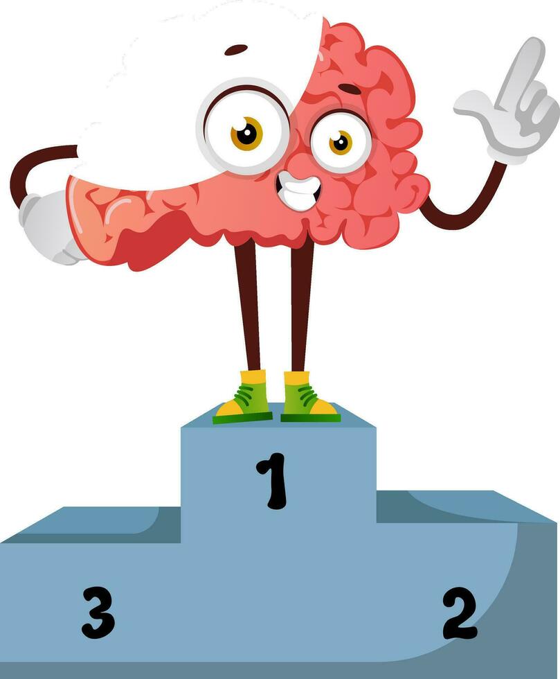 Brain wins a competition, illustration, vector on white background.