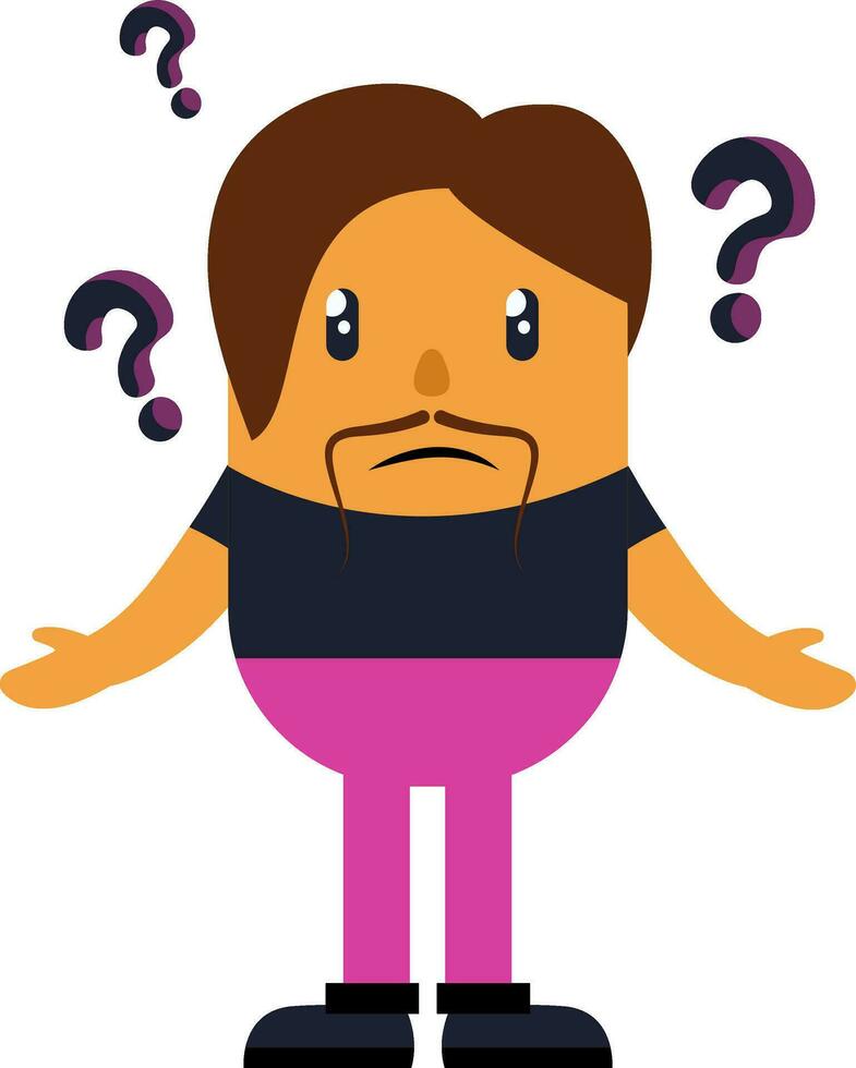 Confused man, illustration, vector on white background.