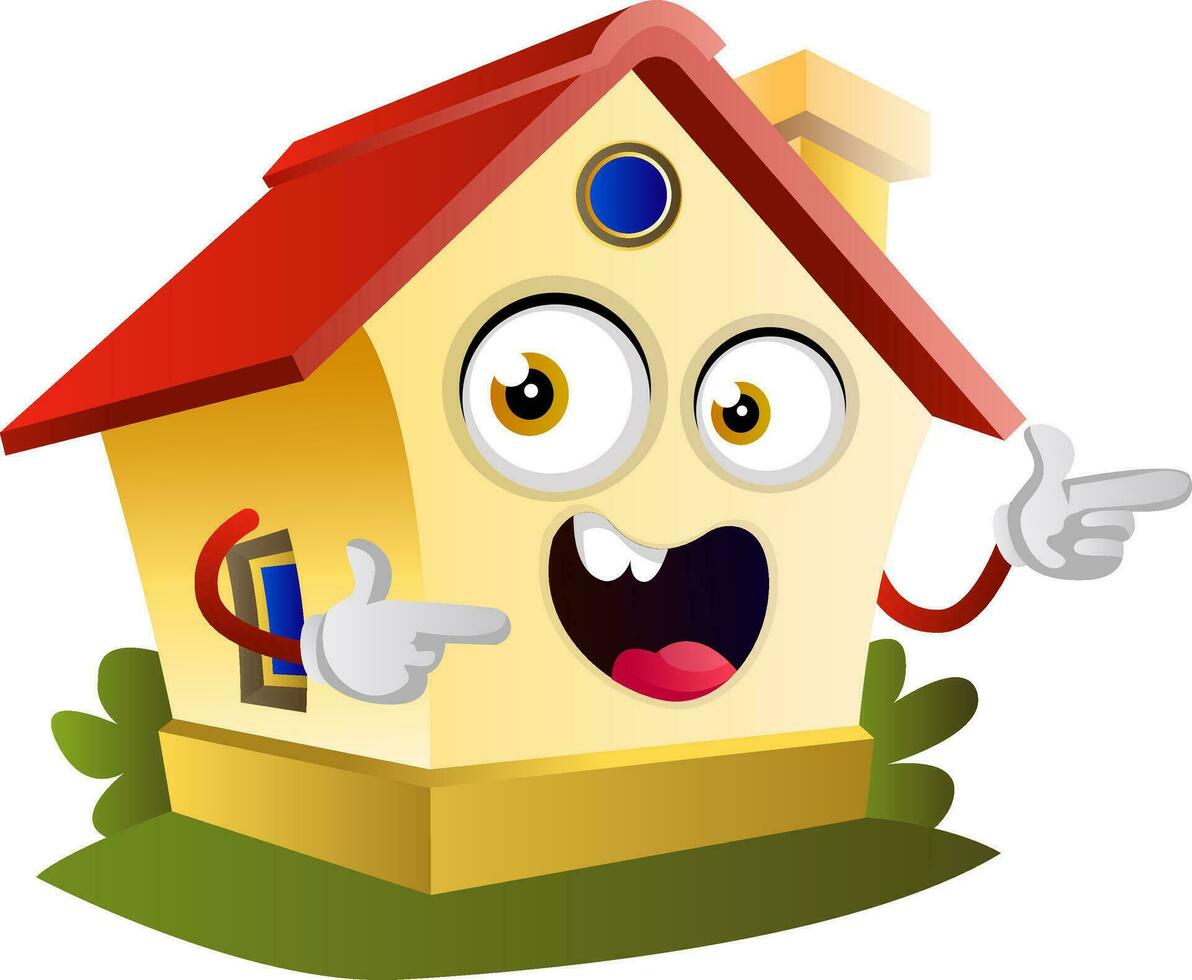 House is pointing with fingers, illustration, vector on white background.