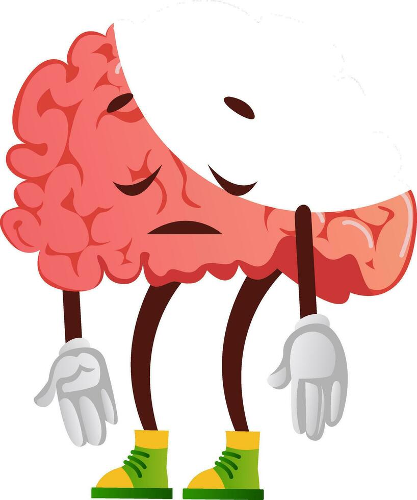 Brain is sad, illustration, vector on white background.