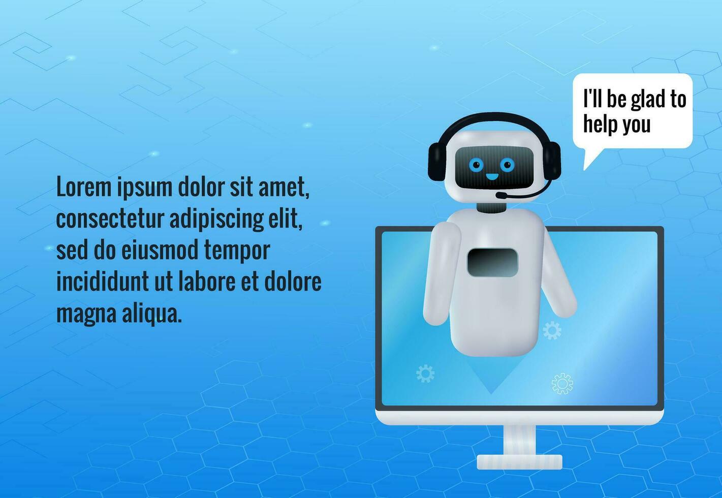 Chatbot assistant in robot form, possessing artificial intelligence in 3D style vector