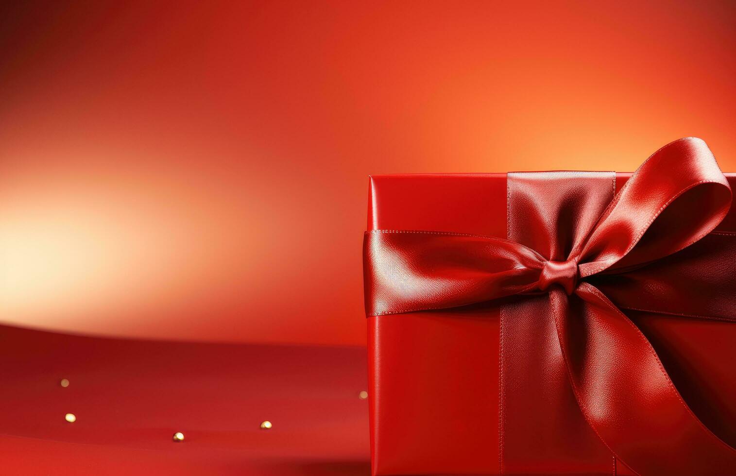AI Generated A Red Gift Box With A Bright Red Ribbon 35383242 Stock png