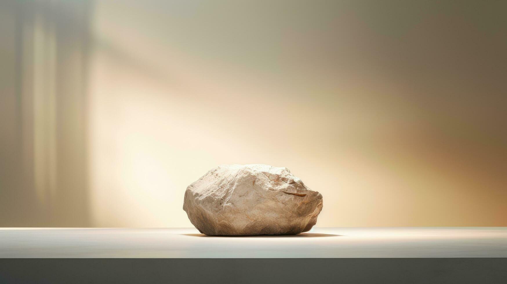 AI generated a rock sits in front of some white walls photo