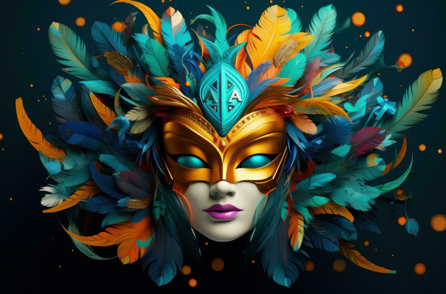 AI generated the mardi gras mask, with all the feathers and feathers photo