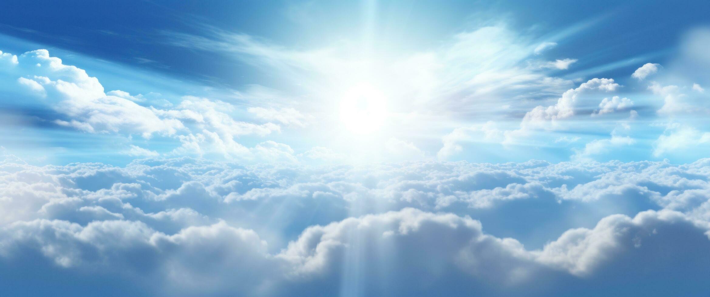 AI generated sky background wallpaper with a bunch of clouds below photo