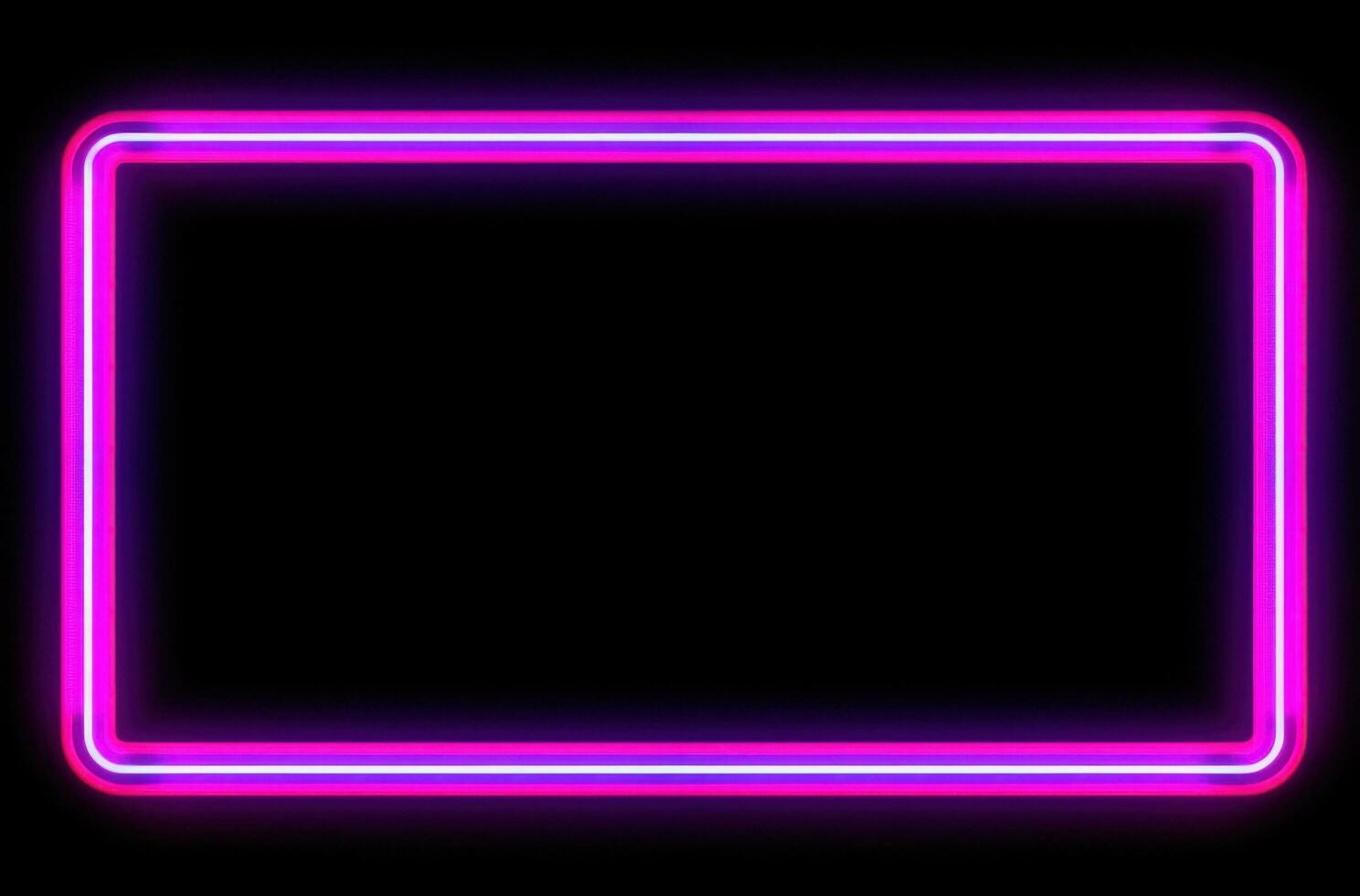 AI generated pink neon light frame on black background photo