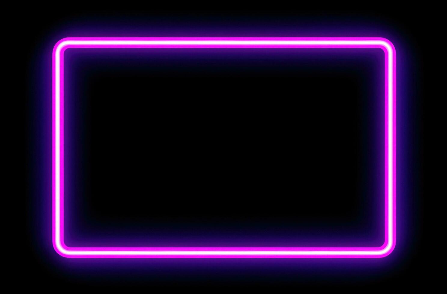 AI generated neon neon square frame on black background photo