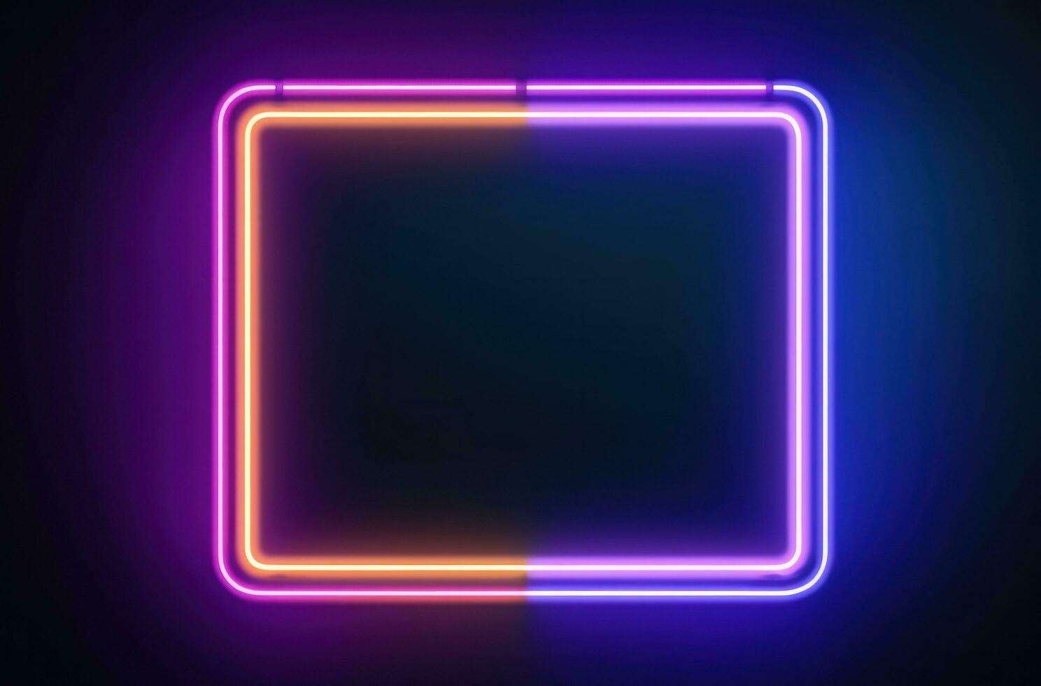 AI generated neon frame with pink and blue colors photo