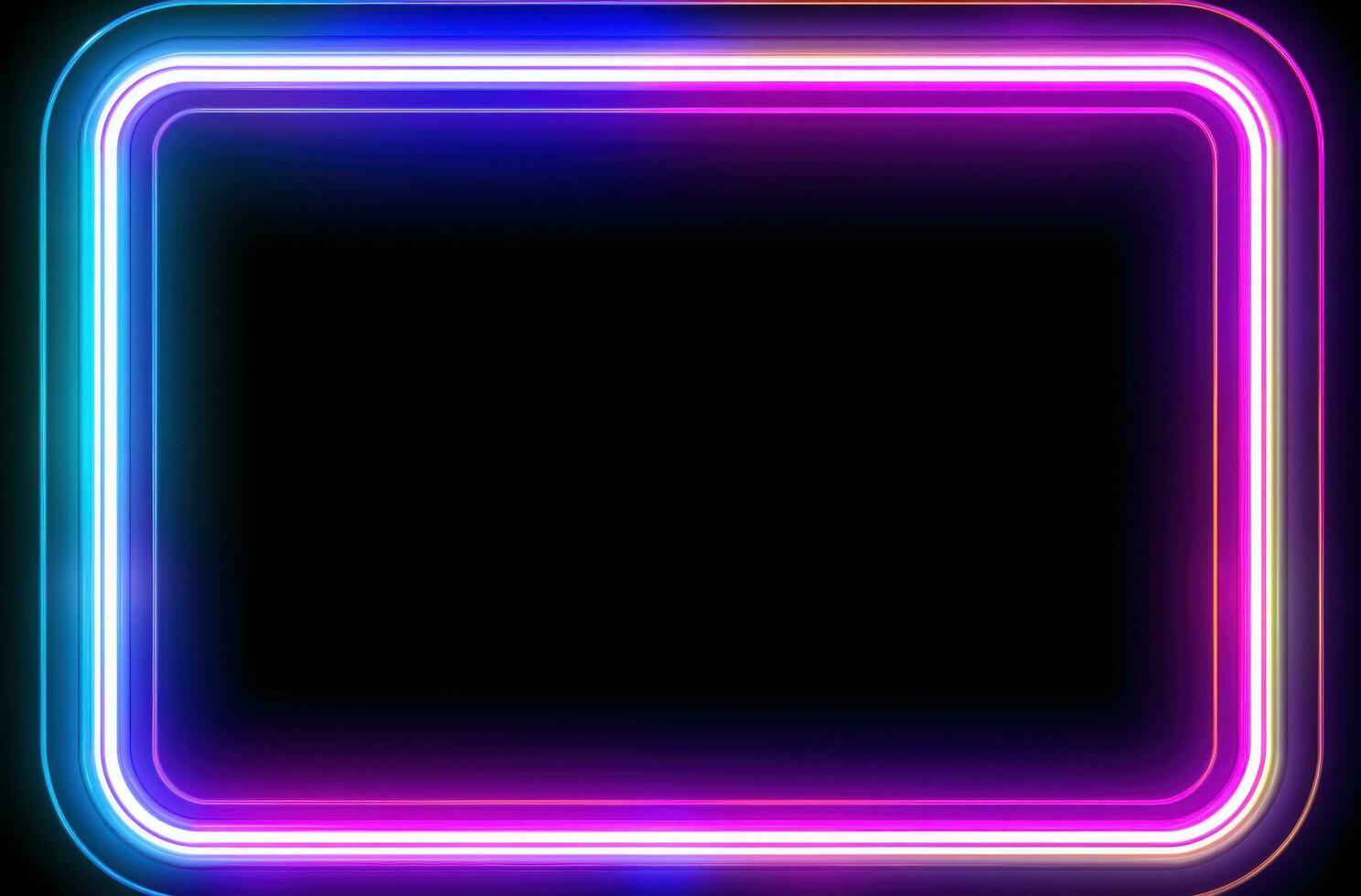 AI generated neon frame with pink and blue colors photo