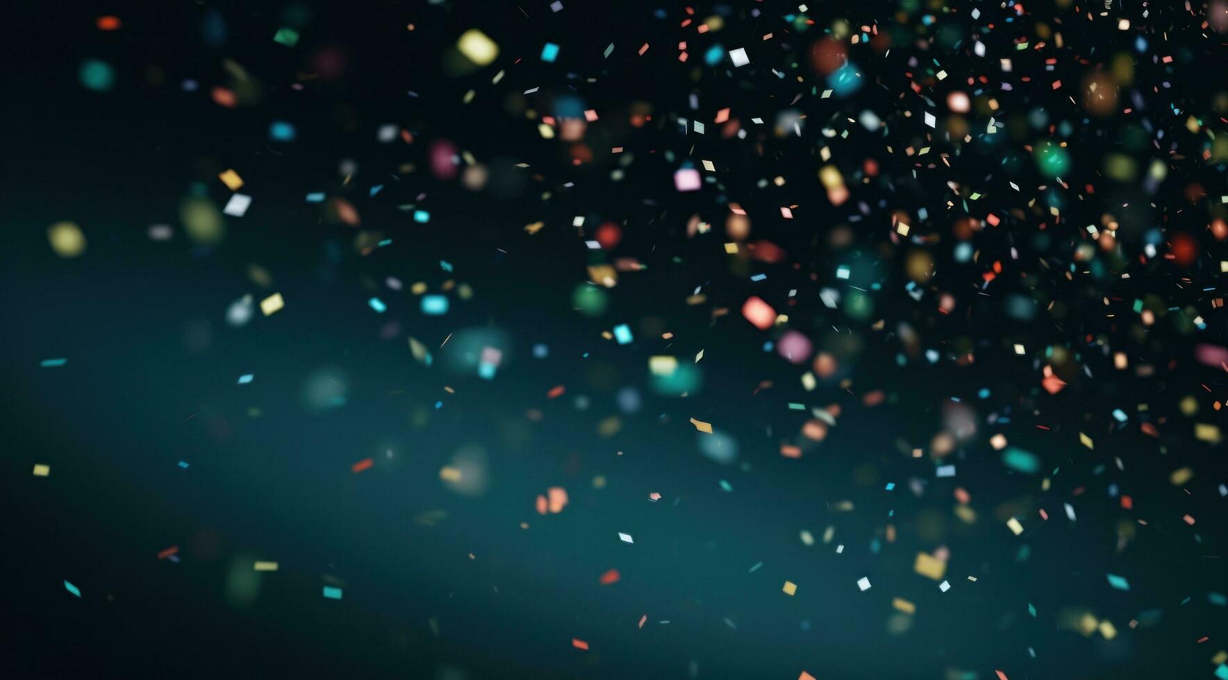 AI generated colorful confetti falling away with a dark black background photo