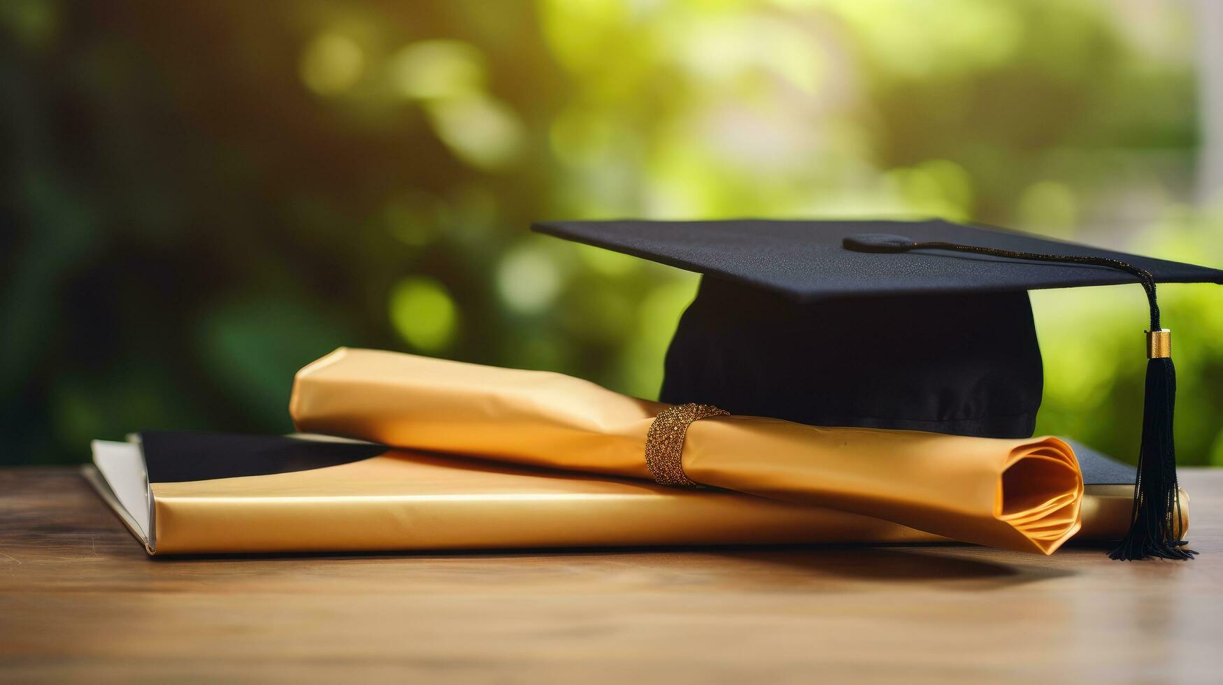 AI generated a diploma and graduation cap, representing the hard work and dedication put into earning photo