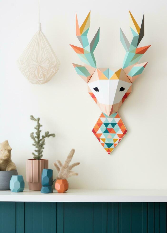 AI generated a christmas deer hanging from a mantel photo